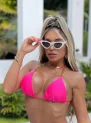 conjunto biquíni vick correntes cortininha rosa neon
