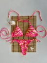 conjunto biquíni bojo calcinha de amarrar zebrado neon