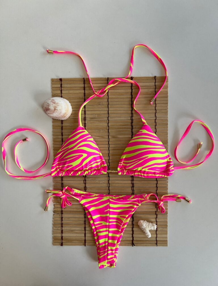 conjunto biquíni bojo calcinha de amarrar zebrado neon conjunto biquíni bojo calcinha de amarrar zebrado neon