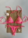conjunto biquíni bojo calcinha de amarrar zebrado neon