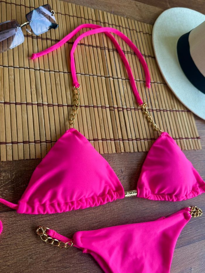 conjunto biquíni vick correntes cortininha rosa neon conjunto biquíni vick correntes cortininha rosa neon