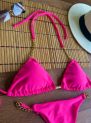 conjunto biquíni vick correntes cortininha rosa neon