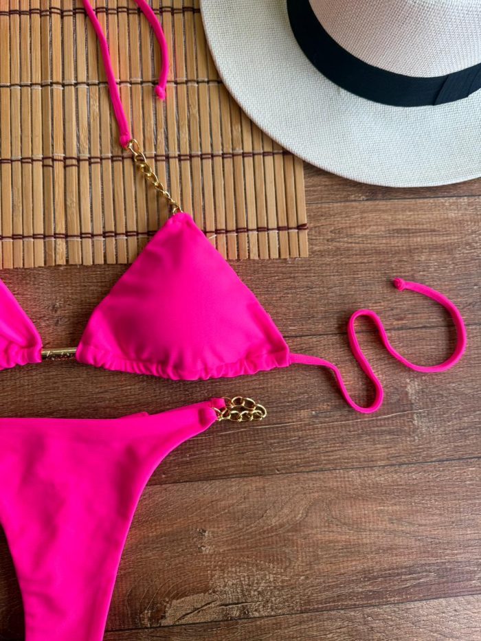 conjunto biquíni vick correntes cortininha rosa neon conjunto biquíni vick correntes cortininha rosa neon