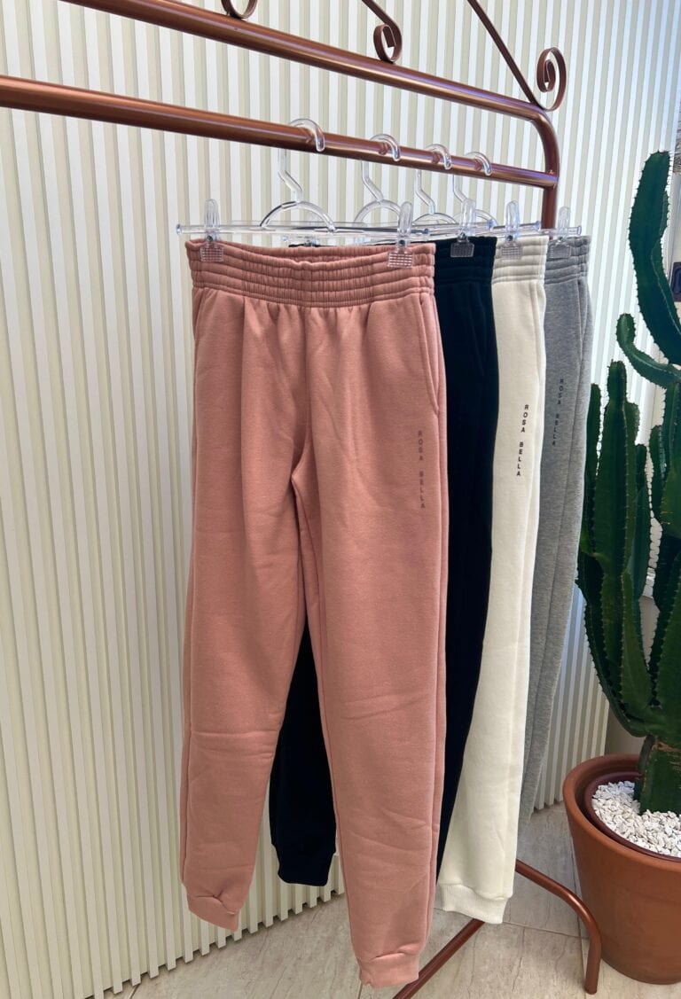 calça moletom paula com punho rosa bella calça moletom paula com punho rosa bella