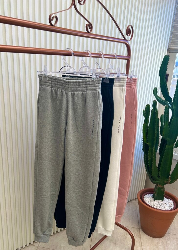 calça moletom paula com punho rosa bella calça moletom paula com punho rosa bella