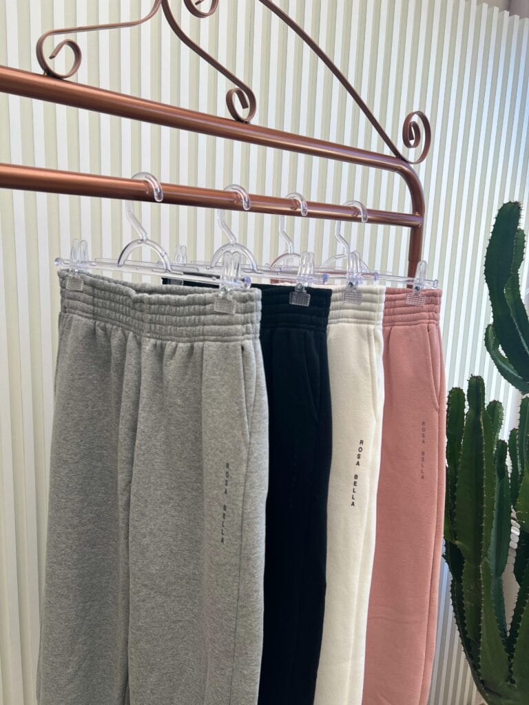 calça moletom paula com punho rosa bella calça moletom paula com punho rosa bella