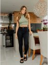 calça jeans denim zero rebeca – preto – skinny hot pants barra feita lisa
