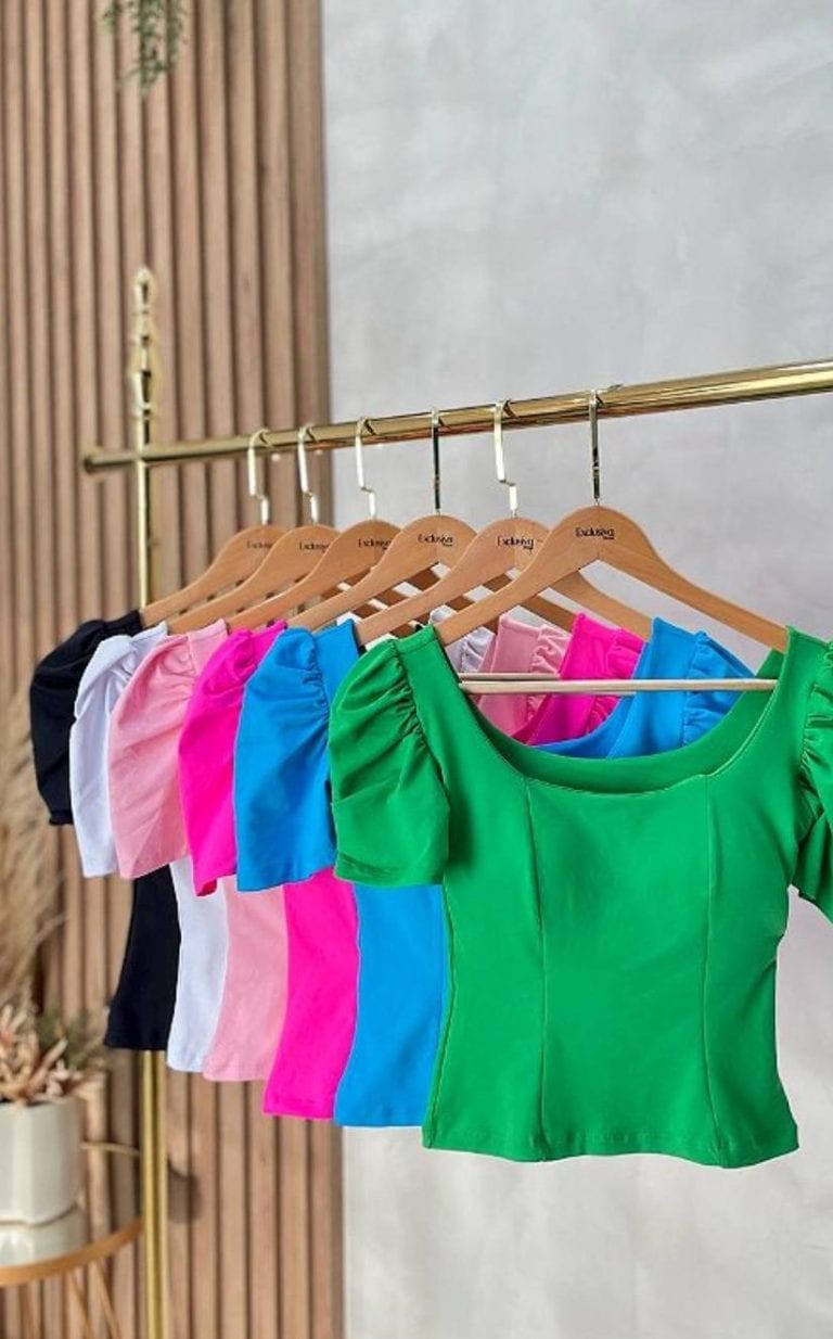 blusa cropped jade em poliamida com bojo