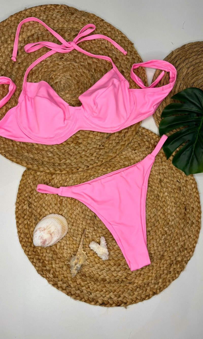 conjunto biquíni dafne rosa bebê aro inteiro