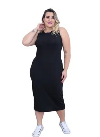 vestido canelado esther plus size