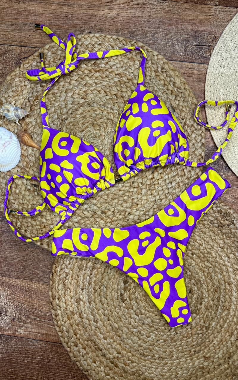 conjunto biquíni estampado jolie renda se