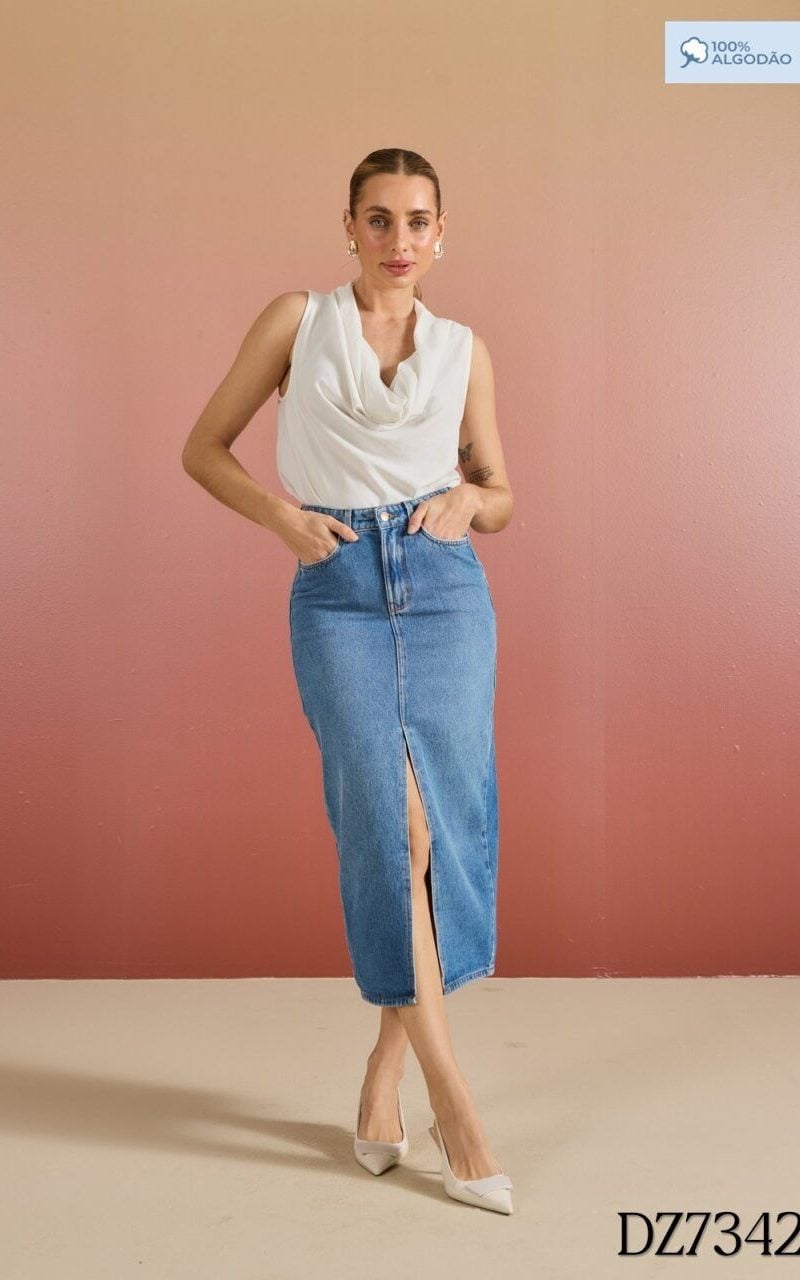 saia jeans midi alice denim zero