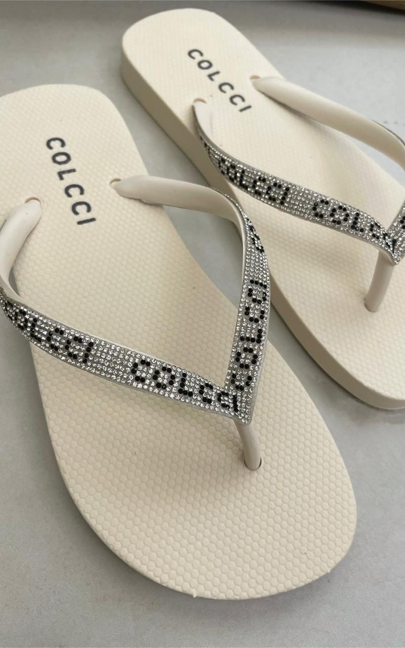 chinelo pandora off strass colcci preto, 33/34