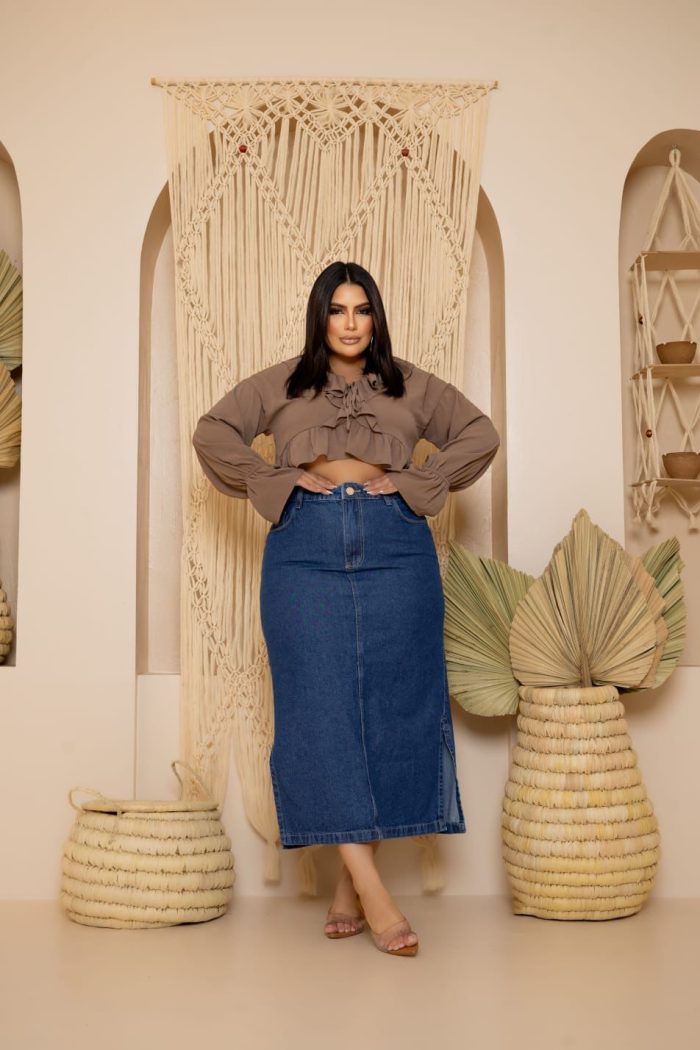 saia jeans midi mariana plus size saia jeans midi mariana plus size