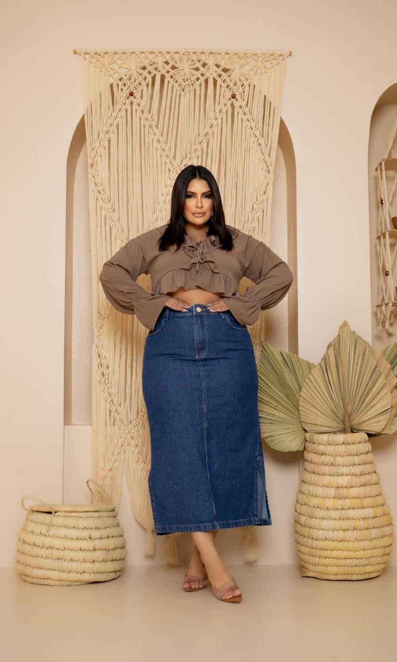 saia jeans midi mariana plus size