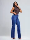 calça wide leg lady lú com elastano