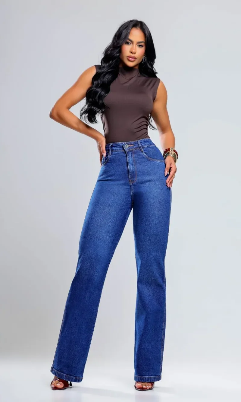 calça wide leg lady lú com elastano