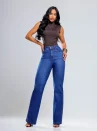 calça wide leg lady lú com elastano