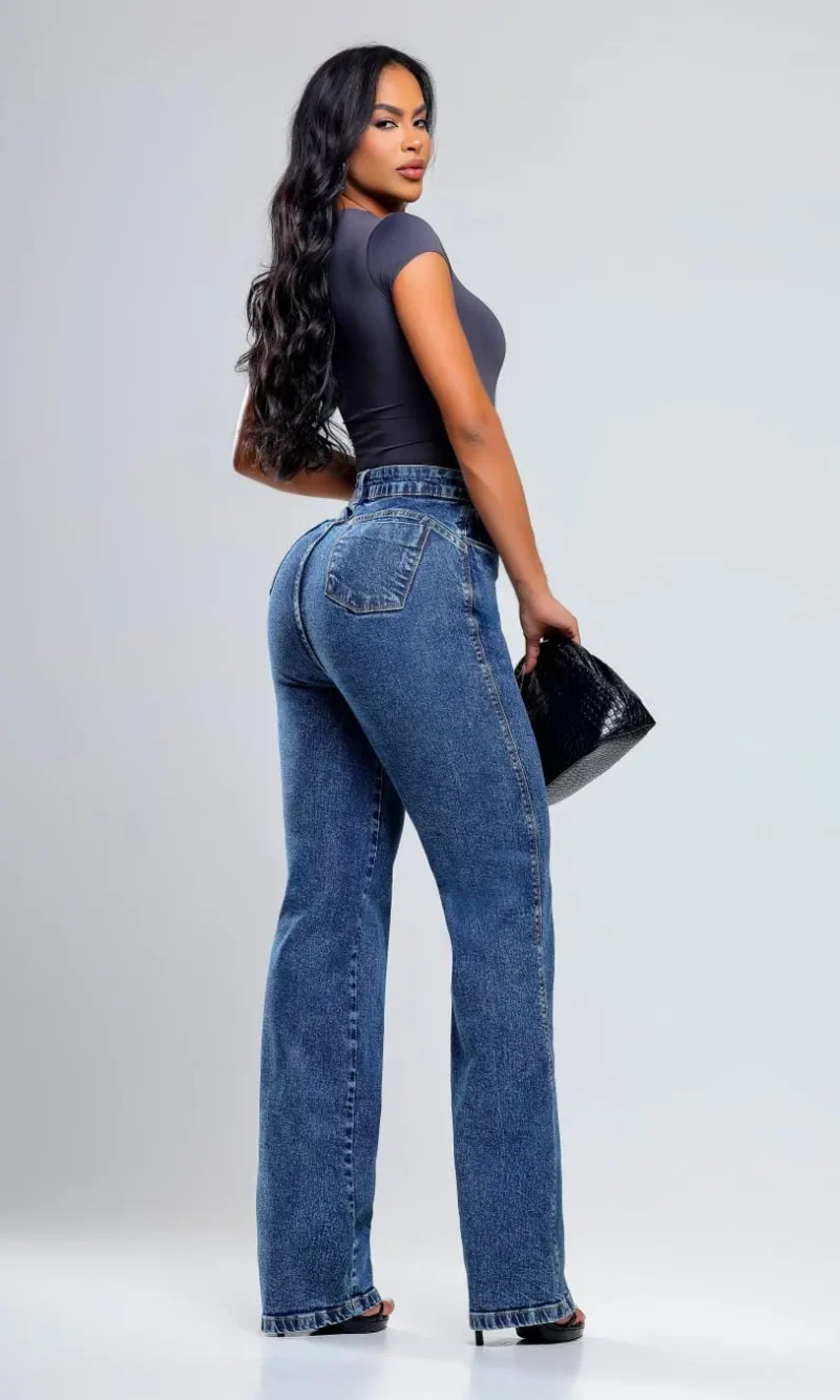calça wide leg lady lú com elastano